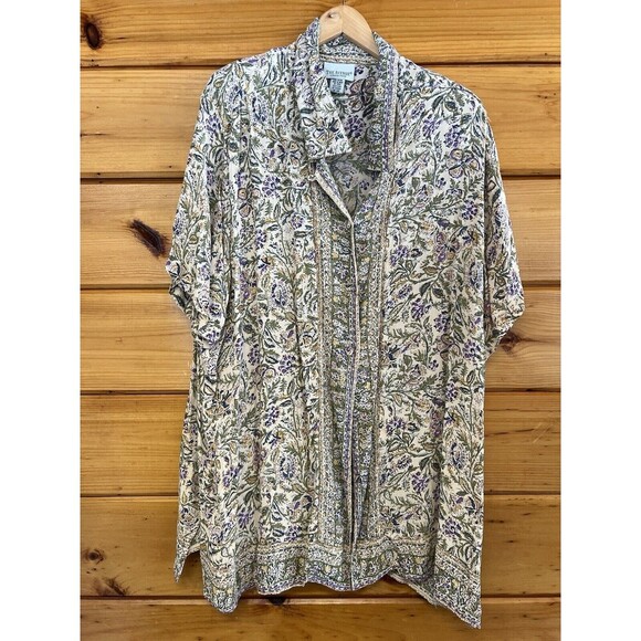 Vintage THE AVENUE COLLECTION cottagecore Button up Tunic top boho Floral 22/24 - Picture 1 of 5